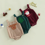 Christmas Baby Romper – Corduroy Deer & Santa Jumpsuit | Unisex Infant Holiday Outfit (0–18M)