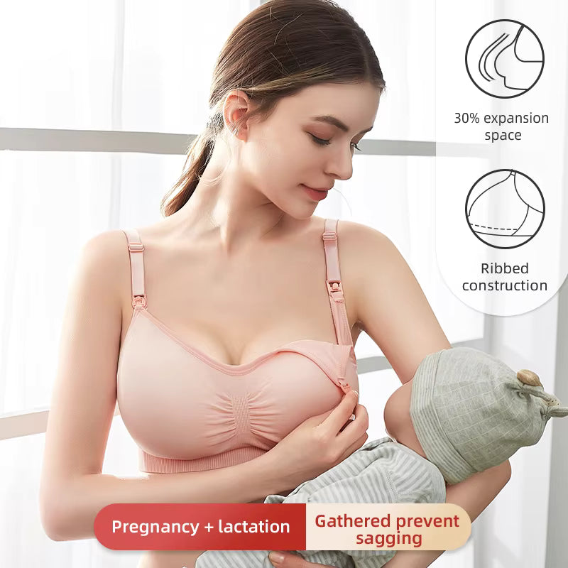 High Quality Seamless Nursing Bra – Breathable Maternity Breastfeeding Bra Plus Size Push-Up (Wire-Free, Adjustable Straps)