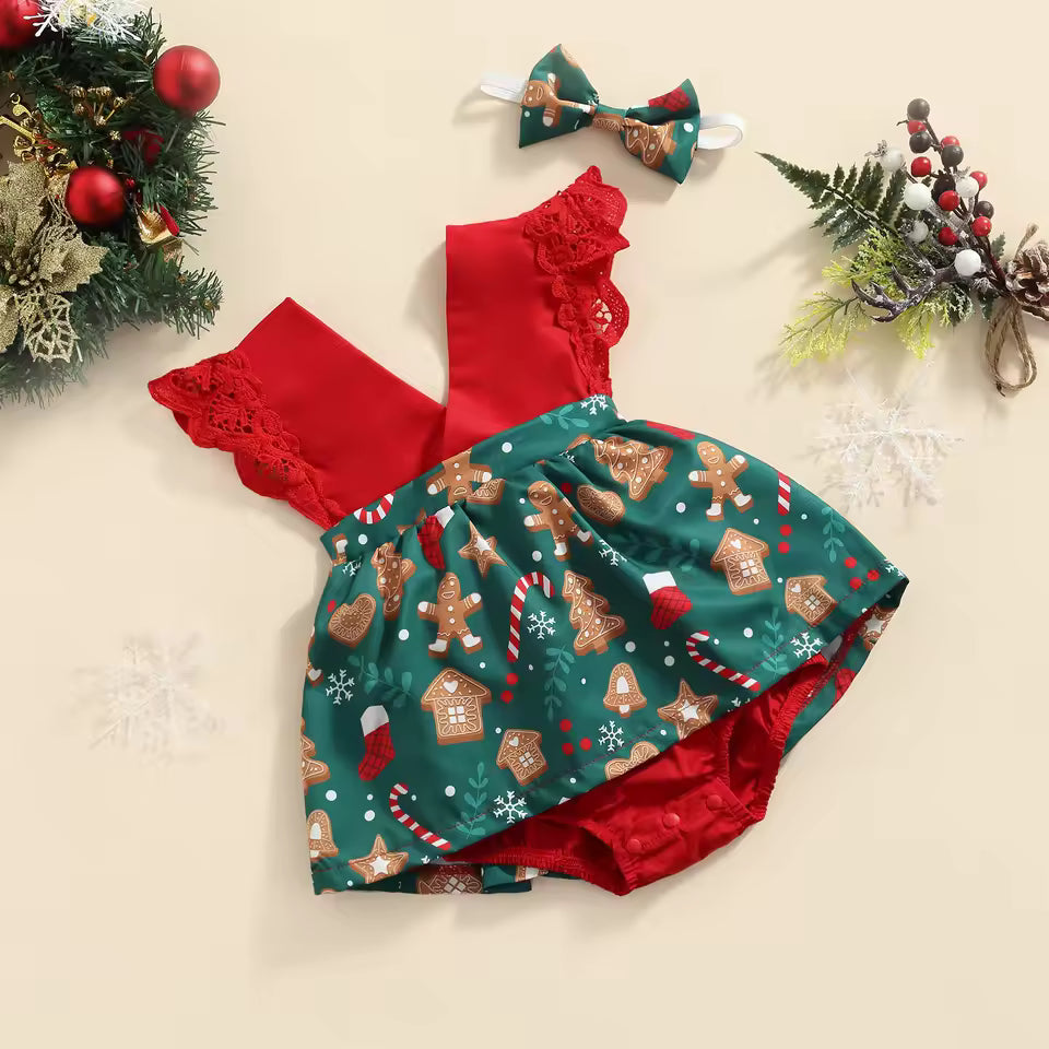 Christmas Cookie Baby Romper – Soft Cotton Holiday Outfit for Infants (0–24 Months)