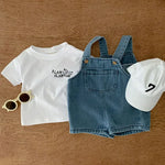 2024 Summer Baby Clothing Set Toddler Girls Clothes Suit Infant Tee and Denim OverallBoys Outfit
