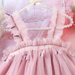 Summer 4-7 Years Old Children Fashion Trend Personality Cute Comfortable Soft Pink Halter Mesh Dress Solid Color