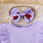 Autumn New Style, Sweet And Cute, Bow Bow, Pit Strip, Flower Print, Round Collar Dress + Same Headband