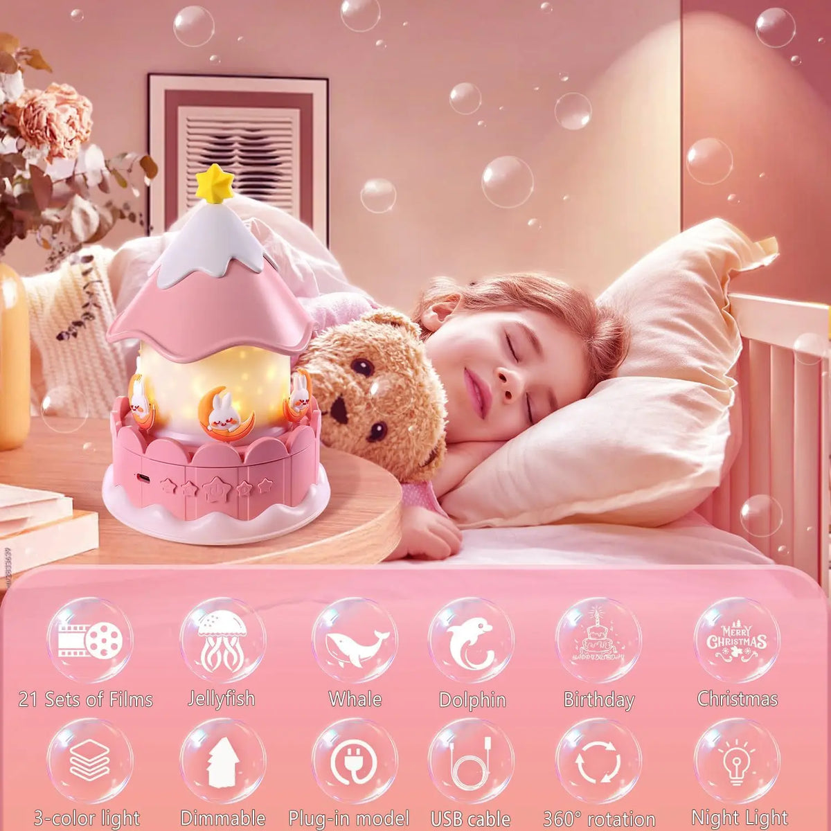 Star Galaxy Projector 21-in-1 Rotating Night Light with Timer and Multiple Colour Modes