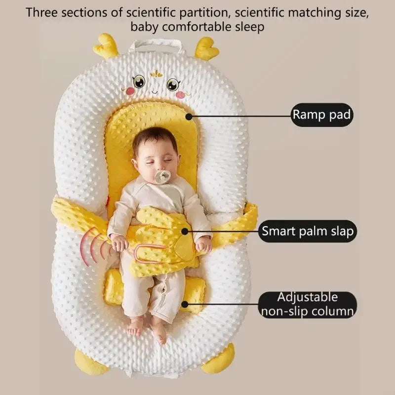 Portable Baby Sleeping Nest Lounger Cartoon Pattable Pacify Hand for Bedroom or Travel Easy to Clean and Maintain XX9F
