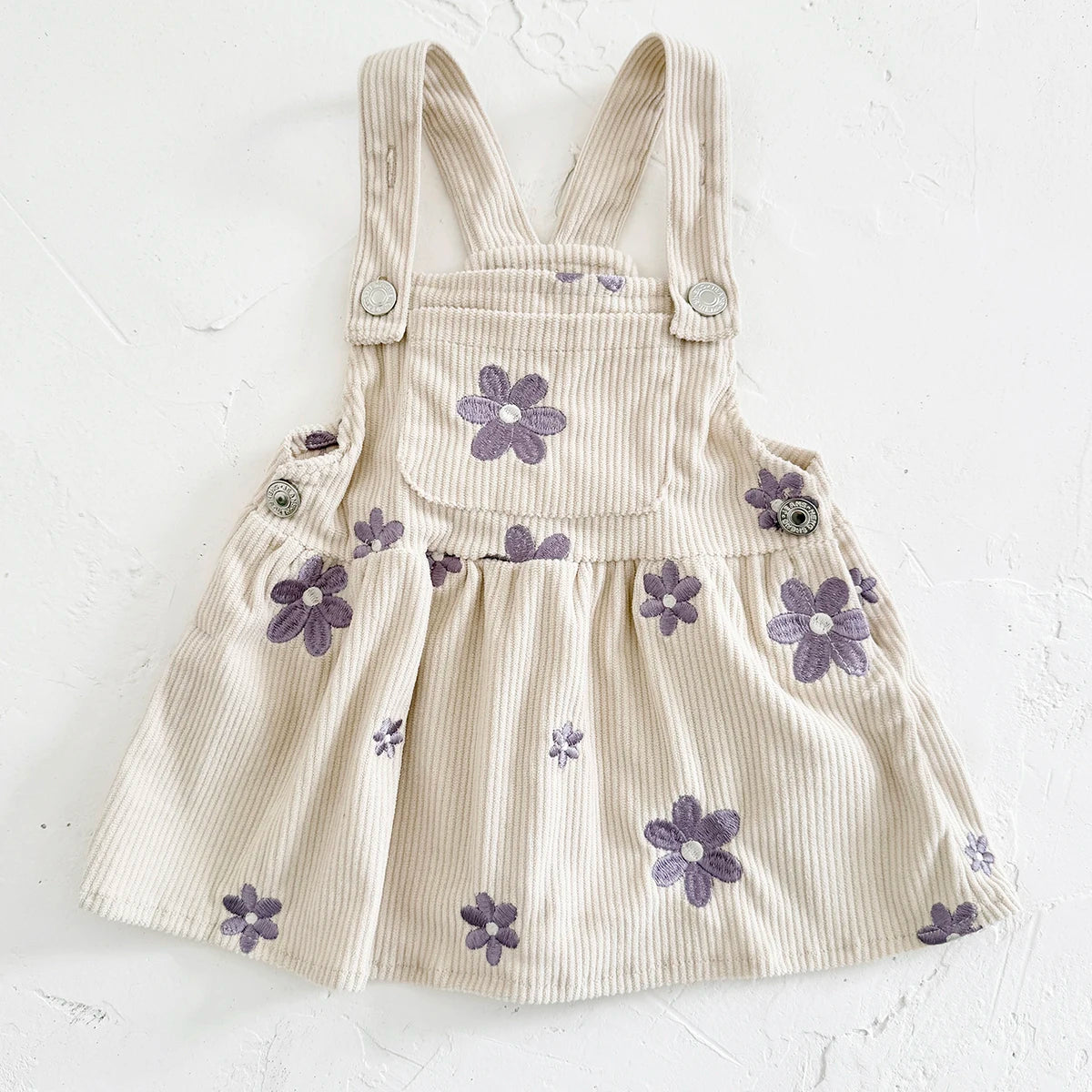 Baby Girl Denim Embroidered Dress – Floral Strap Skirt One-Piece Summer Outfit (1–2 Years)