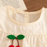 Summer Baby Girl Clothes Flying Sleeve Cotton Dress Sweet Cherry Decoration Girl Outdoor Outfit