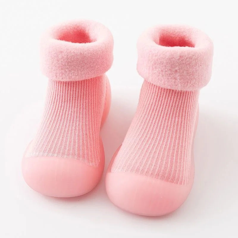 Baby Autumn Winter Fleece Thickened Soft Soled Non Slip Casual Shoes Boys Girls Pure Cotton Socks Shoes Kids Simple Casual Shoes