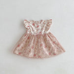 Floral Muslin Baby Girl Summer Set – 2PCS T-Shirt & Shorts Outfit with Bow Detail (0–12 Months)