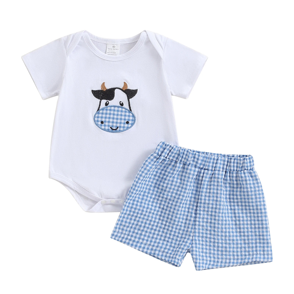 Citgeett Summer Infant Baby Boys Girls Outfits Short Sleeve Romper + Plaid Shorts + Headband Set Casual Clothes