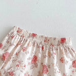 Floral Muslin Baby Girl Summer Set – 2PCS T-Shirt & Shorts Outfit with Bow Detail (0–12 Months)