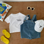 2024 Summer Baby Clothing Set Toddler Girls Clothes Suit Infant Tee and Denim OverallBoys Outfit