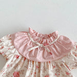 Floral Muslin Baby Girl Summer Set – 2PCS T-Shirt & Shorts Outfit with Bow Detail (0–12 Months)