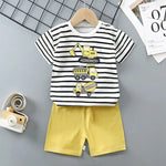 Cotton Tees+Shorts 2-piece Tracksuit Set Kid Cartoon Zebra Dinosaur Print Summer Suit Children Boys Girls Baby 1-6 Years Clothes