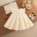 Summer Baby Girl Clothes Flying Sleeve Cotton Dress Sweet Cherry Decoration Girl Outdoor Outfit