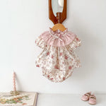 Floral Muslin Baby Girl Summer Set – 2PCS T-Shirt & Shorts Outfit with Bow Detail (0–12 Months)