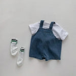 2024 Summer Baby Clothing Set Toddler Girls Clothes Suit Infant Tee and Denim OverallBoys Outfit