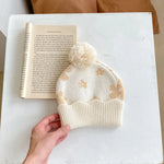 Floral Jacquard Knit Baby Set – 4PCS Autumn & Winter Outfit with Coat, Pants, Hat & Socks (1–3 Years)