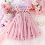 Summer 4-7 Years Old Children Fashion Trend Personality Cute Comfortable Soft Pink Halter Mesh Dress Solid Color
