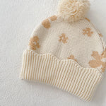 Floral Jacquard Knit Baby Set – 4PCS Autumn & Winter Outfit with Coat, Pants, Hat & Socks (1–3 Years)