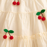 Summer Baby Girl Clothes Flying Sleeve Cotton Dress Sweet Cherry Decoration Girl Outdoor Outfit