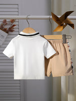 Infant Summer New Style Baby Boy’s Color-Block T-shirt and Shorts Fashion Leisure 2-Piece Set