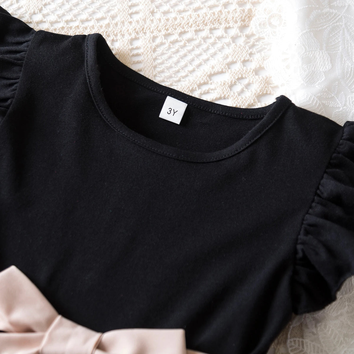 Black Rose Flower Dress for Girls 3 to 8 Years Summer Casual Girl Clothes Ruffles Tulle Elegant Princess Birthday Party Dress