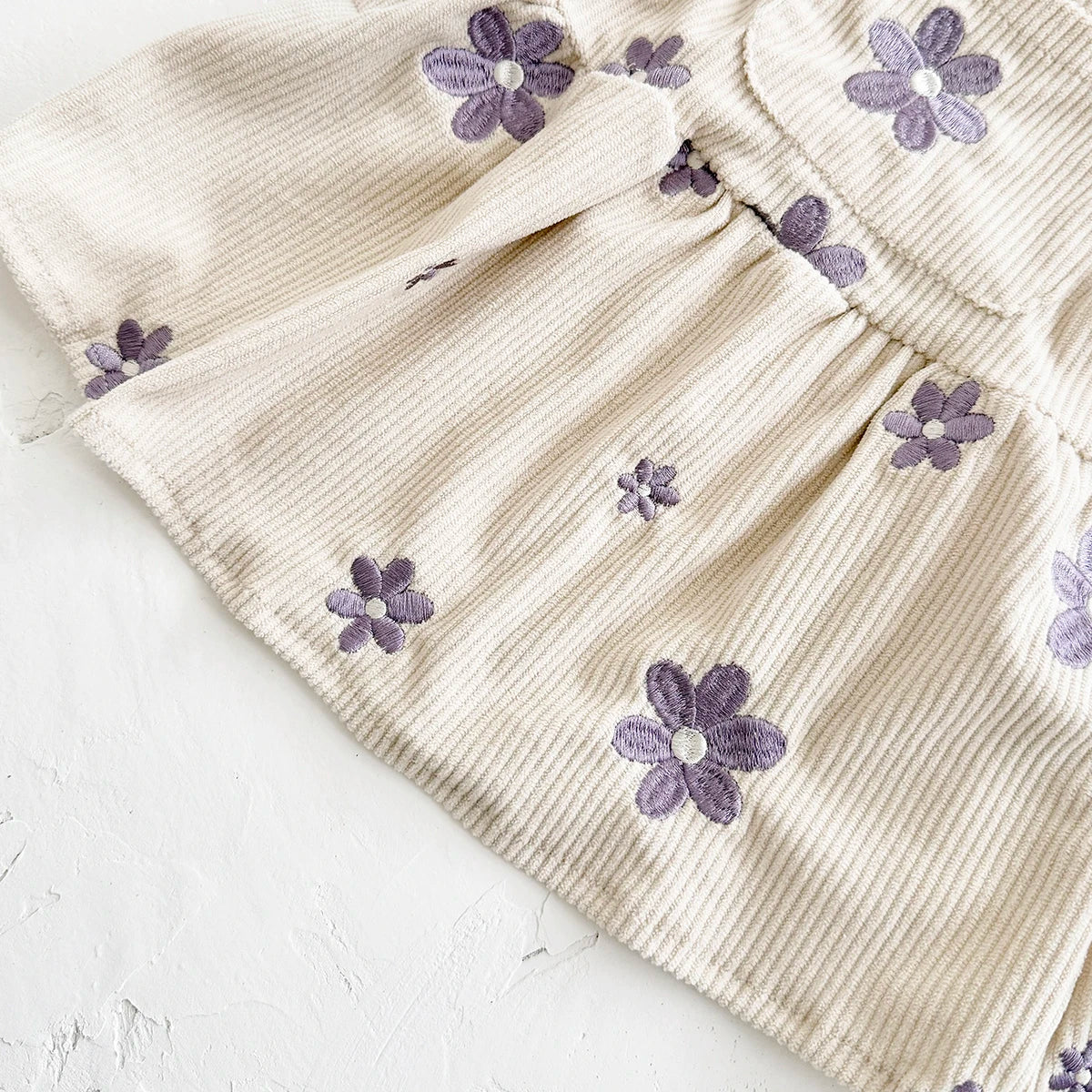 Baby Girl Denim Embroidered Dress – Floral Strap Skirt One-Piece Summer Outfit (1–2 Years)