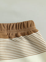 Children’s Summer New Arrival Boys’ Regular Striped Teddy Bear Short T-Shirt and Shorts Casual Sport Two-Piece Set