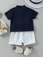 2PCS Infant Baby Boy Clothes Set White Short Sleeves T-shirt ShortsSummer Daily Casual Outfit for Toddler Suits