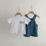 2024 Summer Baby Clothing Set Toddler Girls Clothes Suit Infant Tee and Denim OverallBoys Outfit