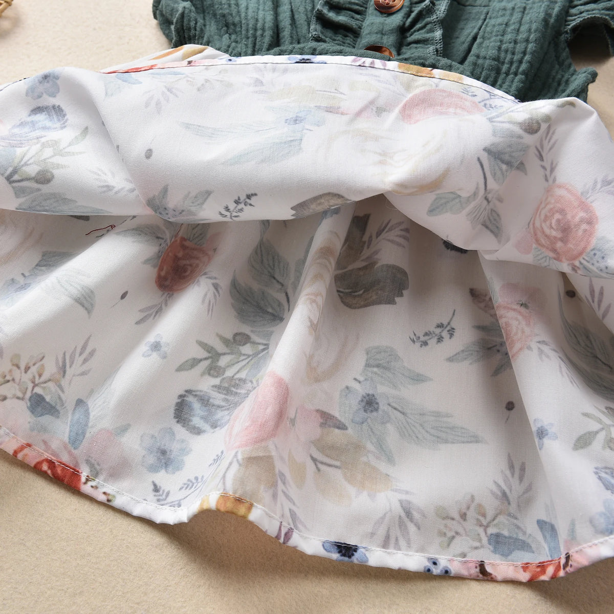 Citgeett Summer 1-5Years Baby Girls Dress Bowknot Flowers Print Ruffles Sleeve Knee Patchwork Length A-Line Dress