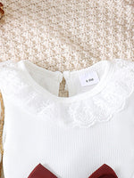 3PCS Autumn 0-3 Speed Girls And Babies Have Comfortable Foreign Style And Sweet Solid Color Lace Collar Top + Skirt + Hat Set