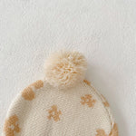 Floral Jacquard Knit Baby Set – 4PCS Autumn & Winter Outfit with Coat, Pants, Hat & Socks (1–3 Years)