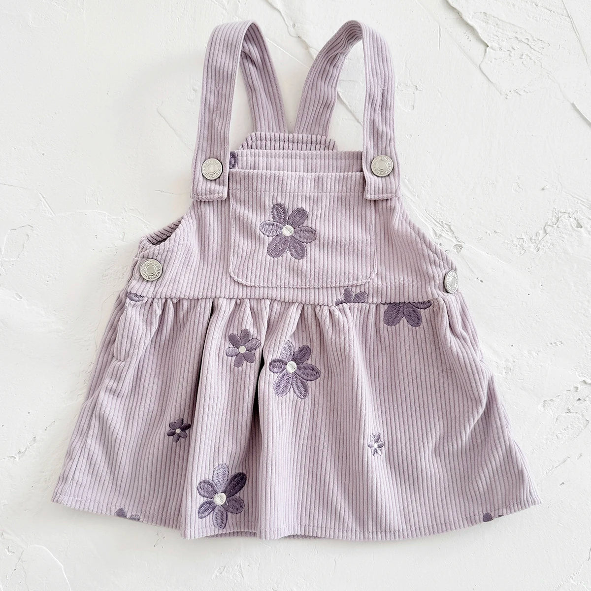 Baby Girl Denim Embroidered Dress – Floral Strap Skirt One-Piece Summer Outfit (1–2 Years)