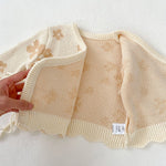 Floral Jacquard Knit Baby Set – 4PCS Autumn & Winter Outfit with Coat, Pants, Hat & Socks (1–3 Years)