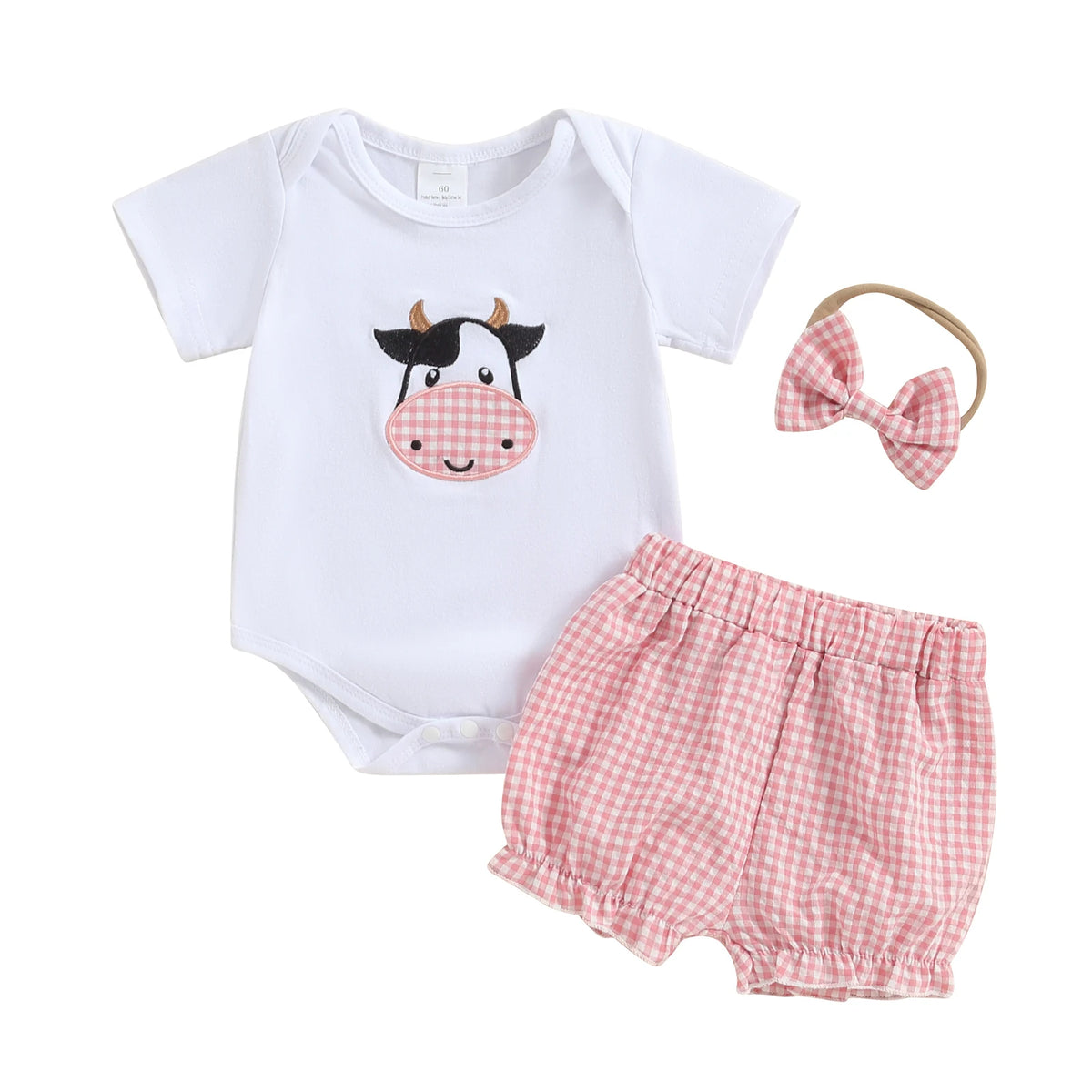 Citgeett Summer Infant Baby Boys Girls Outfits Short Sleeve Romper + Plaid Shorts + Headband Set Casual Clothes
