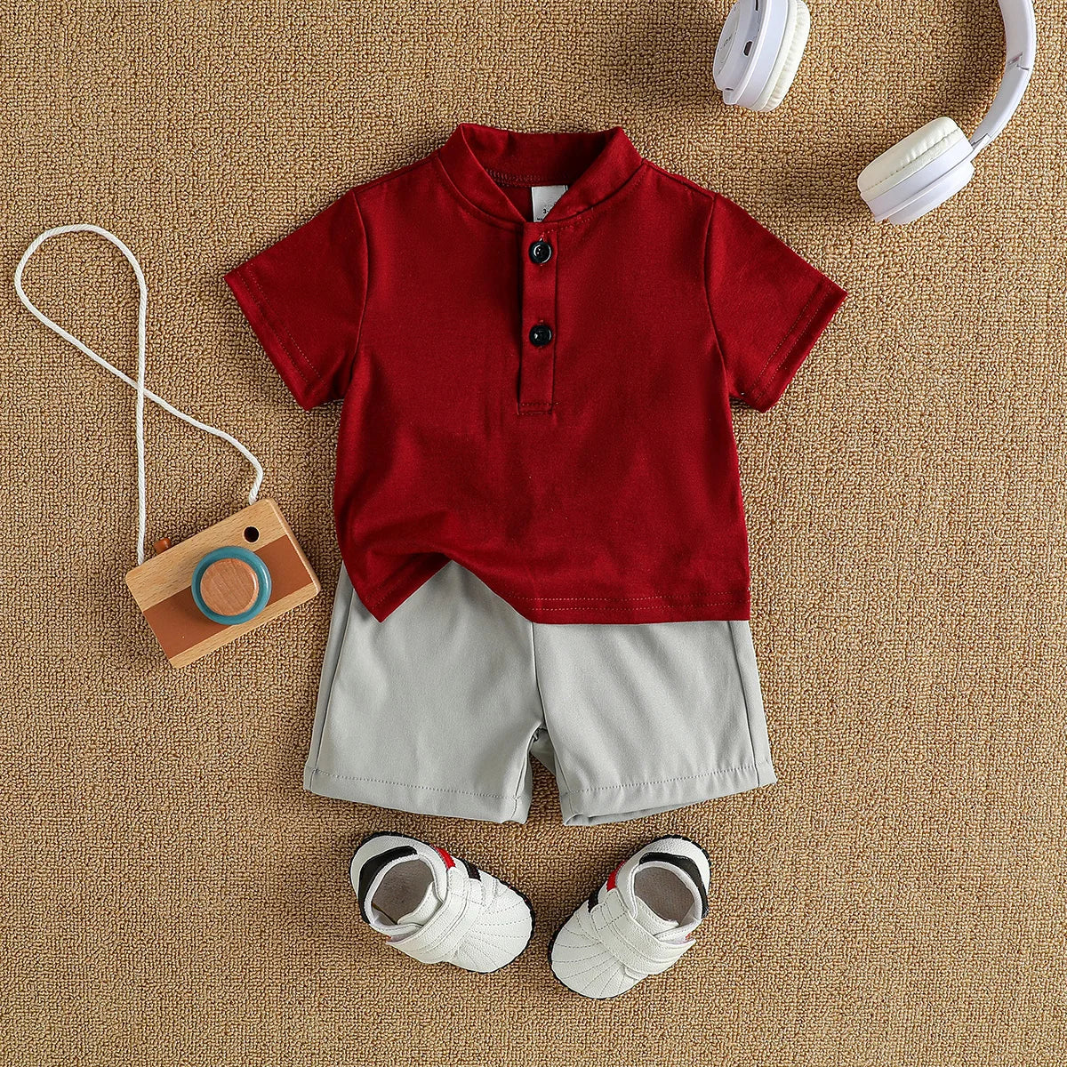 2PCS Infant Baby Boy Clothes Set White Short Sleeves T-shirt ShortsSummer Daily Casual Outfit for Toddler Suits