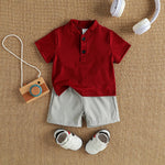 2PCS Infant Baby Boy Clothes Set White Short Sleeves T-shirt ShortsSummer Daily Casual Outfit for Toddler Suits