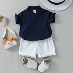 2PCS Infant Baby Boy Clothes Set White Short Sleeves T-shirt ShortsSummer Daily Casual Outfit for Toddler Suits