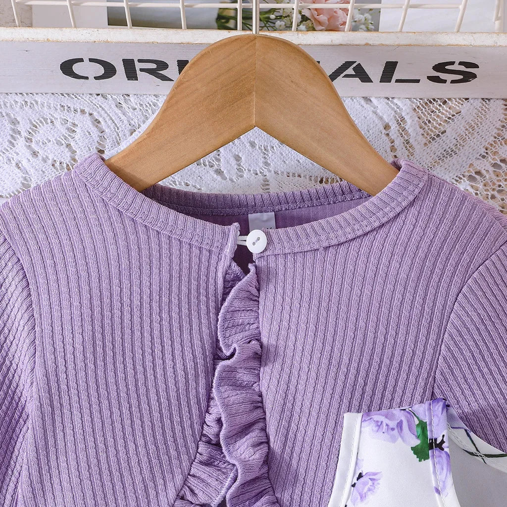 Kid Girl 2-8Years old Long Sleeve Coat Floral Princess Dresses Outfit Toddler Infant Clothing Set Fashion Kids Wear