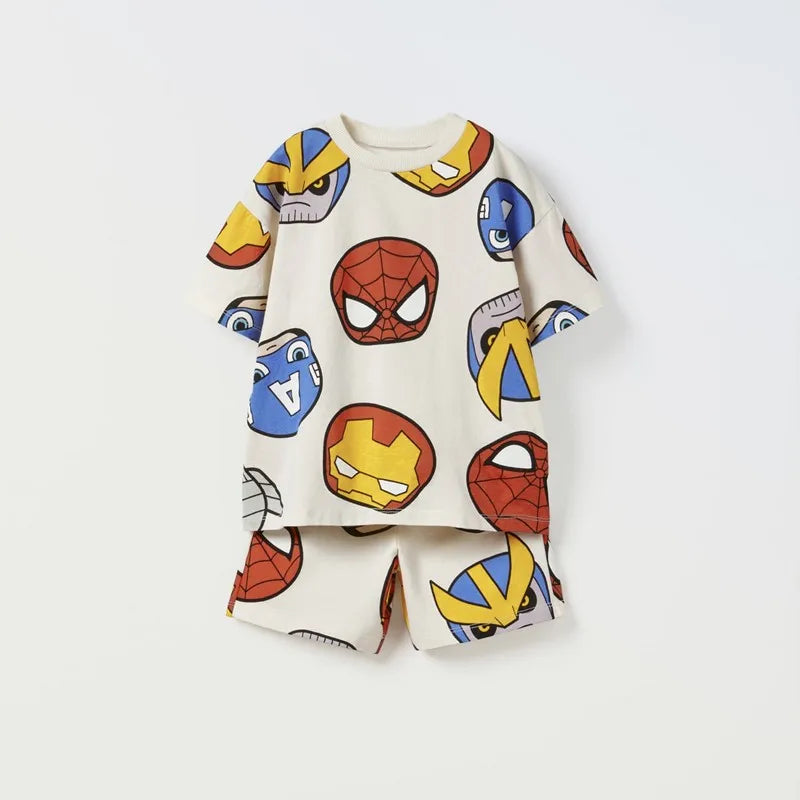 Simba Printed Boys Clothes Tracksuit 2024 New Summer Short Sleeve Suit Children's Clothing Loose Fashion Baby T-shirt Outfits