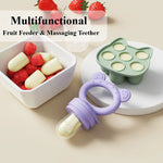 Baby Fruit Food Feeder & Mini Freezer Nibble Tray with Lid Breastmilk Popsicle Molds Silicone Infant Self Feeding Food Pacifier