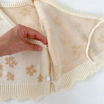 Floral Jacquard Knit Baby Set – 4PCS Autumn & Winter Outfit with Coat, Pants, Hat & Socks (1–3 Years)