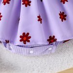 Autumn New Style, Sweet And Cute, Bow Bow, Pit Strip, Flower Print, Round Collar Dress + Same Headband