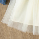 Spring Long Sleeved Dress Girl Denim Blue Dress Fake Two Pieces Tutu Dress For Kids Send Bow Belt