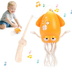 Electronic Dancing Squid Toys with Light&Music Funny Induction Lying Flat Squid Toddler Interactive Development Tummy Time Gifts