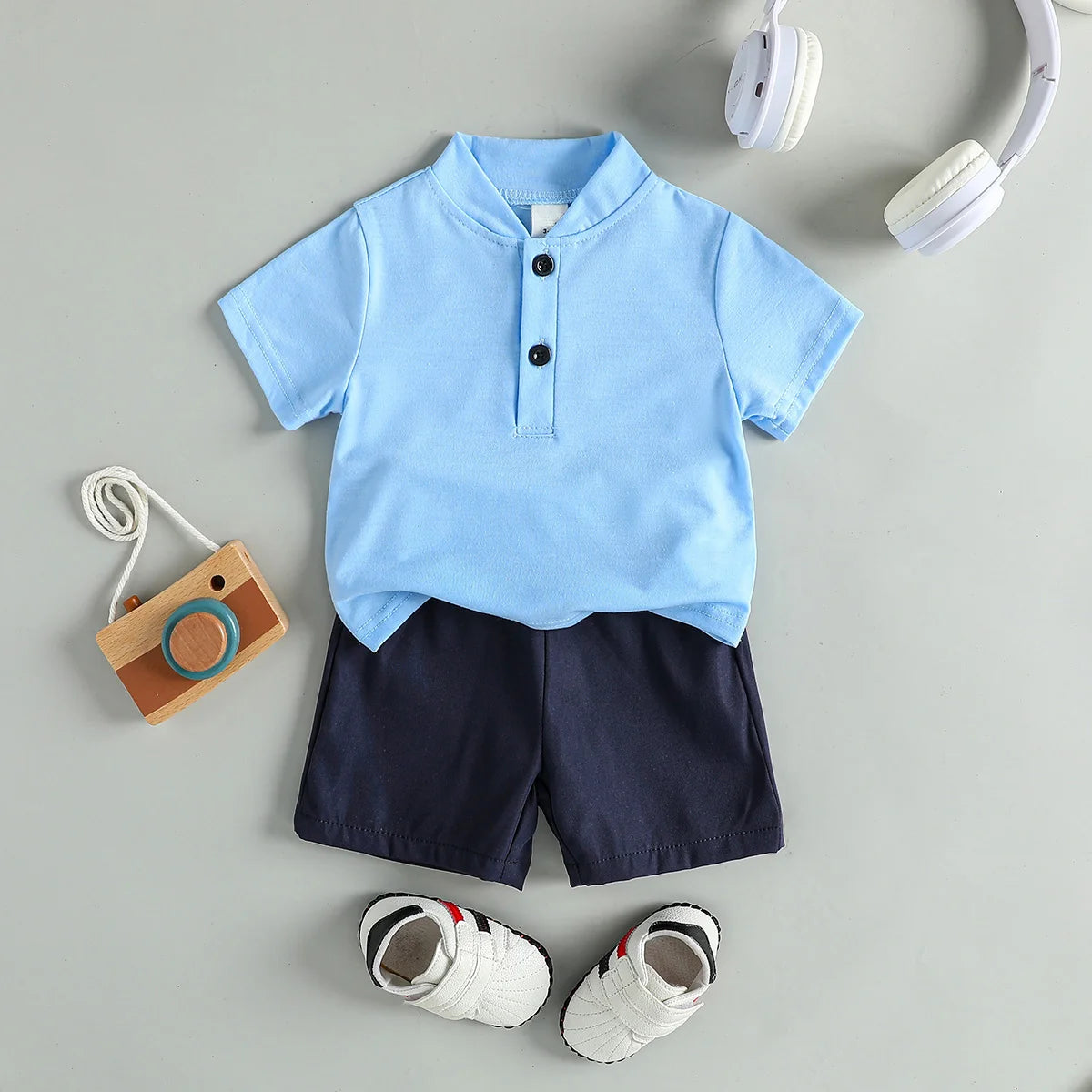 2PCS Infant Baby Boy Clothes Set White Short Sleeves T-shirt ShortsSummer Daily Casual Outfit for Toddler Suits