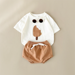 Newborn Summer Baby Children Clothing Set Boy Girl 2PCS Ice Cream Patch T-shirt+Triangle Shorts Cotton Infant Suit Kids 0-3Y