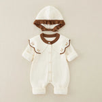 Knitted Patchwork Baby Romper with Hat – Embroidered Long Jumpsuit for Girls (1–3 Years)