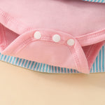 Cartoon Bear Embroidered Baby Romper Set – Summer Jumpsuit & Headband Outfit for Girls (0–18 Months)